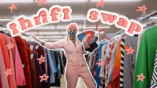 *MYSTERY* THRIFT SWAP | come thrift with me for my friend! | HUGE thrift haul try on