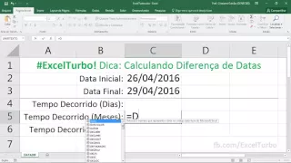 Excel Turbo - Calculando Diferença Entre Datas com a Função DATADIF