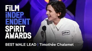 TIMOTHÉE CHALAMET wins Best Male Lead at the 2018 Film Independent Spirit Awards