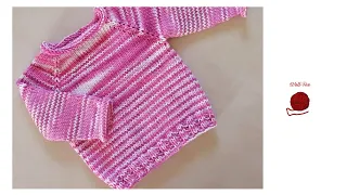 Babypullover stricken, Schritt für Schritt, andere Größen siehe Infobox