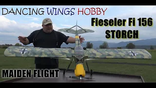 Fieseler Fi156 Storch Camouflage 1600mm Wingspan RC Balsa plane PNP by DW Hobby Maiden flight