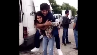 Actress Kriti Sanon piggyback ride to her male co star