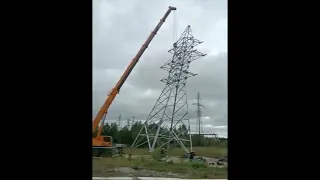 Строительство ВЛ. Установка опоры ВЛ.