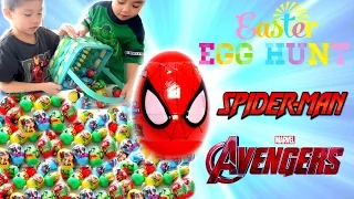 EASTER EGG HUNT In the Snow Challenge | Spiderman Surprise Eggs | Lucas & Ryan | LRH & Toyz