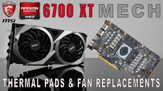 MSI Radeon RX 6700 XT MECH OC | Thermal Pads ReplacementsThickness | Fan Replacements | DISASSEMBLY