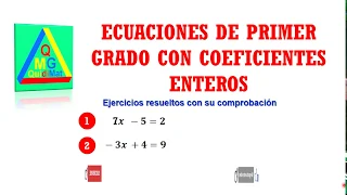 ECUACIONES DE PRIMER GRADO Super facil - Para principiantes - Ejercicios 1 y 2