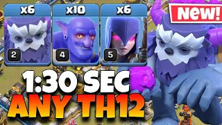 Th12 Yeti Bowler Witch Attack With 6 Bat Spell | Best Th12 Attack Strategy in Clash of Clans🔥