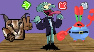 FNF Character Test | Gameplay VS Minecraft Playground | Floppa VS Mistful Morning(Squidward,Mr Crabs