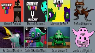 Garten Of Banban 4+5+6 Minecraft Full Game , Banban 4 Kitty , School Monster 4, Green 4, Jumbo Chef