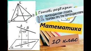 Перпендикуляр і похила. Теорема про три перпендикуляри. Розбір прикладів на цю тему