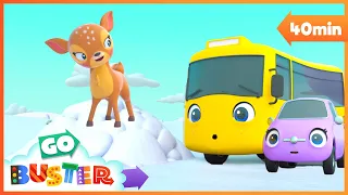 Cute Baby Reindeer - New Friends! | Go Buster | Classic Vehicle, Truck & Car Cartoons for Kids