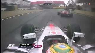 Lewis Hamilton onboard overtake on Felipe Massa Brazilian GP 2012