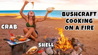 GIANT CRAB CATCH & COOK! 5* meal cooked entirely on a camp fire with only bushcraft tools!