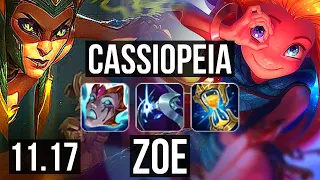 CASSIOPEIA vs ZOE (MID) | 13/1/12, 3200+ games, 2.7M mastery, Legendary | KR Diamond | v11.17