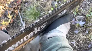 Sharpening a chainsaw in the field, one minute video