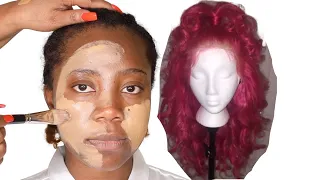 A BRIDE 👰‍♀️ BRIDAL HAIR AND MAKEUP TRANSFORMATION 💄 WEDDING MAKEUP AND HAIR FOR BLACK WOMEN