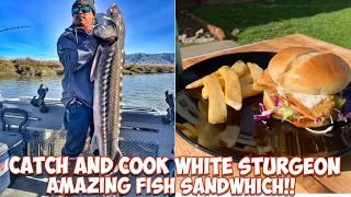 Catch And Cook Sturgeon AMAZING Fish Sandwich!!!!