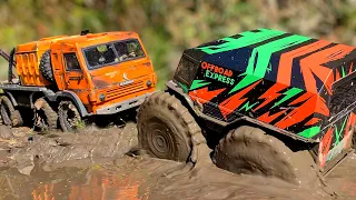 Mud Warriors Unleashed: RC KAMAZ 8x8 and the Ultimate Winch Power!