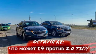 Skoda Octavia A8: 1.4 vs 2.0 tsi парный заезд! Велика ли разница в разгоне? Заезд 0-100 км и ходом.