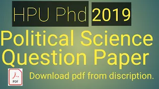 HPU Phd 2019 Political Science Entrance Solved Paper II online Education I Parveen Thakur I