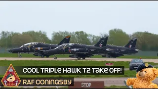 SPECTACULAR TRIPLE TAKE OFF HAWK T2 DEPARTING RAF CONINGSBY • THREE SHIP DEPARTURE