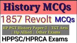 1857 Revolt |MCQs | History Paper-1 & 2 | TGT Arts | #hppscexams2024  | #HPRCA