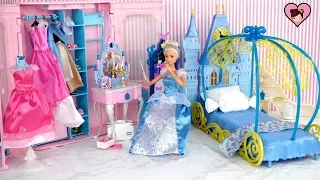 Barbie Princess Cinderella Bedroom -  Get Ready Routine with Pink Closet