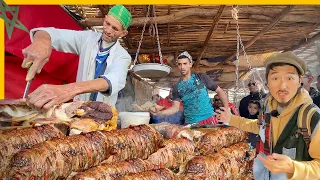 самая редкая уличная еда в Марокко 🇲🇦 шашлык из бараньей кишки субботнего рынка Марракеша