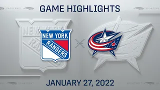 NHL Highlights | Rangers vs. Blue Jackets - Jan. 27, 2022