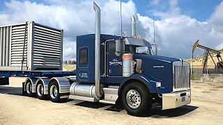 Hauling a Huge Oilfield Generator - (Detroit Powered T800) - American Truck Simulator - ATS 4K