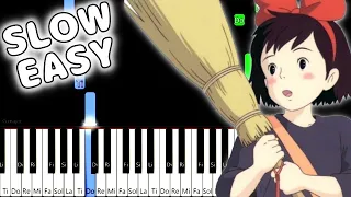 Kiki's Delivery Service - A Town With An Ocean View - SLOW EASY Piano Tutorial [animelovemen]