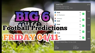 FOOTBALL PREDICTIONS TODAY - FRIDAY 04/11/2022 - FIXED BETTING ODDS - SOCCER TIPS