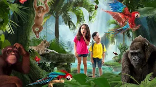 Educational video for kids about Tropical Wild Animals | Atrin & Soren's Rainforest Animal Adventure