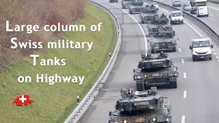 Large column of Swiss military Leopard Tanks on Highway in Switzerland | Pilum 22