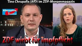 Wie Tino Chrupalla (AfD) im Morgenmagazin penetrante Impfpflichtwerbung ertragen muss