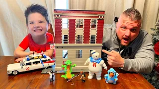 GHOSTBUSTERS FIREHOUSE PLAYSET  is THE BEST TOY EVER! Caleb and DAD PRETEND PLAY GHOSTBUSTERS!