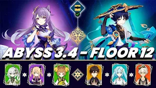 NEW 3.4 Spiral Abyss | C1 KEQING Aggravate & C0 WANDERER Carry - Floor 12 9 Stars - Genshin Impact