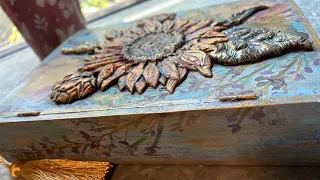 Sunflower 🌻 | You Are My Sunshine | Acrylic Clay Transfer Wood  Box | OOAK Art 🎨