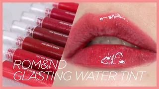 #SWATCH Rom&nd Glasting Water Tint Review 💋💦💫 | #NewArrivals | HIKOCO