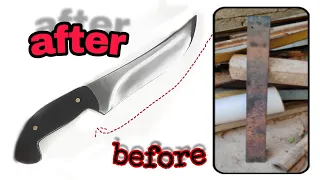 Knife making - Turning a rusty leaf  spring into a Knife Persian