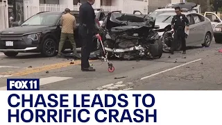 Driver being followed by LAPD gets in horrific crash in Westlake