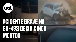 Acidente envolvendo carro e carreta na BR-493 deixa cinco mortos em Magé (RJ)