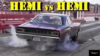 426 Hemi Road Runner vs 426 Hemi Super Bee - 1/4 Mile Drag Race Video - Road Test TV ®