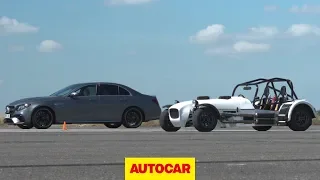 Drag race: Twin motorcycle-engined MK vs. AMG E63 S | Autocar