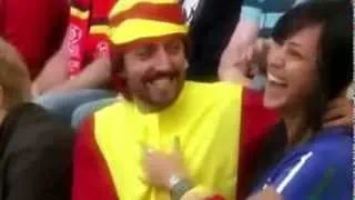 EURO 2012 funny spanish fan choking a cute italian girl Spain vs Italy