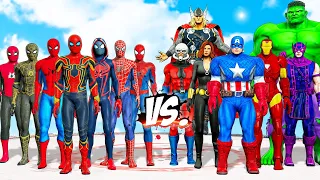 ALL SPIDERMAN SUIT VS THE AVENGERS COMIC - Iron Man, Spider-Man, Captain America, Hulk, Ant-Man