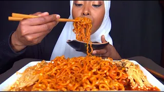 ASMR FIRE NOODLES & ENOKI MUSHROOMS MUKBANG (EATING SOUNDS)