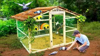 Utilize redundant wood bars and car tire to make bird cage | Recycle project