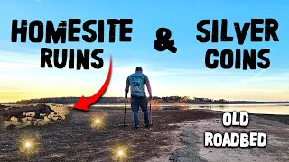 Dried Up Lake Reveals Hidden Homesite Ruins & Old Roadbed FULL of Silver Coins!