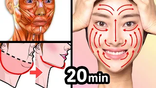 20Mins🔥 Face Lift Exercises For Beginners! Reduce Jowls, Laugh Lines, Double Chin